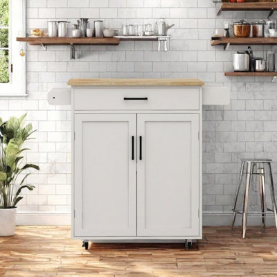 Kitchen Island with Rubber Wood Table Top by Ebern Designs