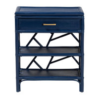 Bali & Pari Daina Natural Rattan Nightstand With Drawer And Open Shelves– Coastal Bedside Table With Geometric Design by Bay Isle Home