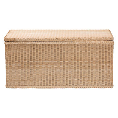 Bali & Pari Caden Braided Natural Rattan Chest With Lift-Top Lid – Coastal Boho Style Storage Bench For Bedroom, Entryway, Or Living Room Organization by Bayou Breeze