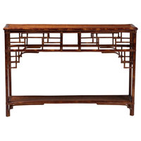 Bali & Pari Sebalio Tortoise Natural Rattan Console Table With Open Shelf – Vintage Style Accent Table For Entryway, Hallway Or Coastal Living Space by Red Barrel Studio