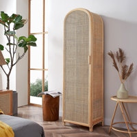 Simple Solid Wood Rattan Wardrobe by Bayou Breeze