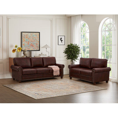 Living Room Sofa With Storage Sofa 2+3 Sectional Burgundy Faux Leather by Alcott Hill