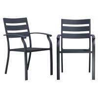 Patio Chairs, Stackable Outdoor Dining Chair, Black Metal Chairs, Wrought Iron Outdoor Chairs With Armrest, Support 300 Lbs, Ideal For Garden, Backyar by Latitude Run