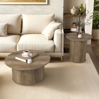 Aurel Fluted 2 Piece Living Room Round Coffee Table & End Table (Set) by Latitude Run