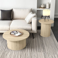 Aurel Fluted 2 Piece Living Room Round Coffee Table & End Table (Set) by Latitude Run