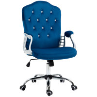 Velvet Swivel Home Office Chair With Adjustable Tilt For Comfort, Blue - Perfect For Work And Relaxation by Inbox Zero