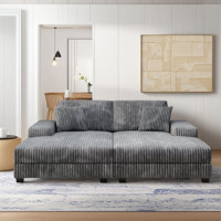 79.5" Oversized Double Chaise Lounge Chair Indoor with 2 Storage Armrests & Throw Pillows by Everly Quinn
