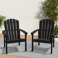 Set of 2 Stackable Adirondack Chairs – All-Weather HDPE Outdoor Patio Chairs with Ergonomic Design, Easy Storage, and Low Maintenance by Highland Dunes