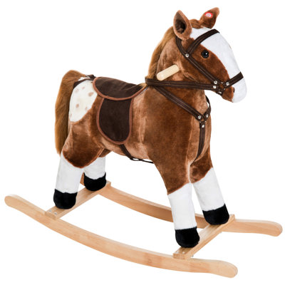 Realistic Sounds Plush Rocking Horse Kids Toy - Brown, Polyester Adventure