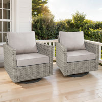 Clute Arnoltice All-Weather PE Wicker Outdoor Patio Swivel Rocking Glider Chairs With Cushions (Set Of 2) by Latitude Run