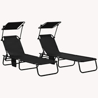Adjustable Reclining Lounge Chairs Steel Frame Beach Pool Patio Sunshade by Latitude Run
