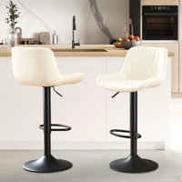 Swivel Adjustable Height Bar Stool With Pu Upholstery And Metal Frame by George Oliver
