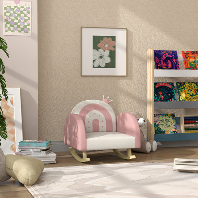 Qaba Princess Crown Toddler Rocking Chair - Perfect for Bedroom & Playroom (Pink)