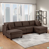 Living Room Furniture Armless Chair Linen Like Fabric 1Pc Cushion Armless Chair Wooden Legs by Latitude Run