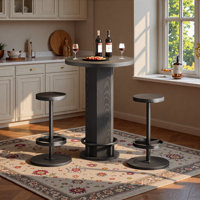 Round Bar Table Set, Farmhouse Home Bar with 2 barstools by 17 Stories