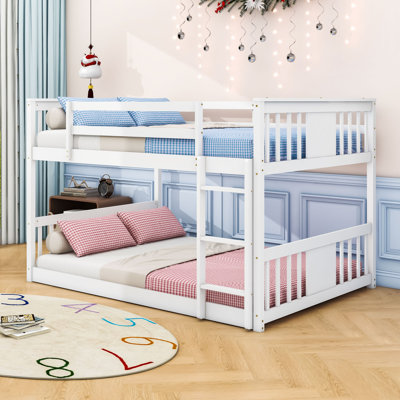 Wooden Bunk Bed With Safety Guardrails And Ladder by Harriet Bee