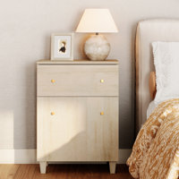 Large Nighstand Bedside Table With Drawer And Door by Corrigan Studio