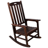 Wooden Oversized Porch Rocker Chair With Wide Seat And Tall Backrest,High Back Smooth Rocking Chairs For Outdoor & Indoor by Alcott Hill