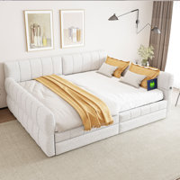 Queen Size Upholstered Platform Bed With USB And 2 Drawers by House of Hampton