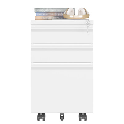 3 Drawers Metal Mobile Filing Cabinets with Lock by Inbox Zero