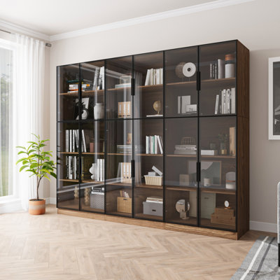 3 Piece Display Cabinet With Glass Doors & Adjustable Lights, 78.7†Tall Display Case With 5 Tier Storage Shelves, Collectibles Cabinet For Living Roo by Ebern Designs