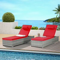 Outdoor Wicker Chaise Lounge Set of 2 by Latitude Run