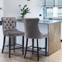 Modern Velvet Upholstered Bar Stools by Rosdorf Park