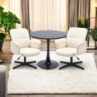 3-Piece Modern Adjustable Swivel Chairs and Round Table Set for Living Room by George Oliver