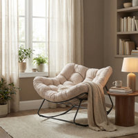 Turquoise Outdoor Oversize Papasan Rocking Chair with Thick Cushion by Ebern Designs