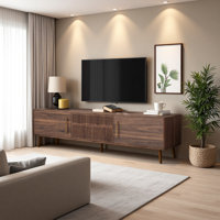 Mid Century TV Stand With 2 Drawers, Media Console Table For Tvs Up To 80