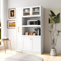 Kitchen Pantry Cabinet With Storage Shelf, Storage Cabinet With 4 Doors For Kitchen, Dining Room by Lark Manor