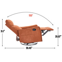 Heat Massage Manual Recliner Chair With Rocker And Swivel In Fabric For Living Room by Latitude Run