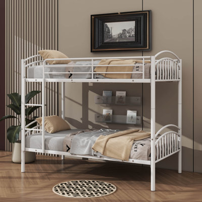 Twin Over Twin Metal Bunk Bed And Removable Ladder Can Be Separated Into Two Beds by Harper Orchard