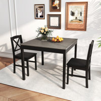 3-Piece Dining Table Set Wooden Square Kitchen Table for 2 People by Gracie Oaks