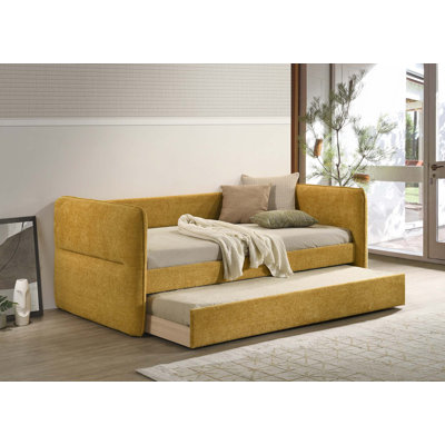 Luxurious 1Pc Modern Daybed Pull Out Trundle Button Tufted Nailhead Trim Bedroom Living Room Furniture by Everly Quinn