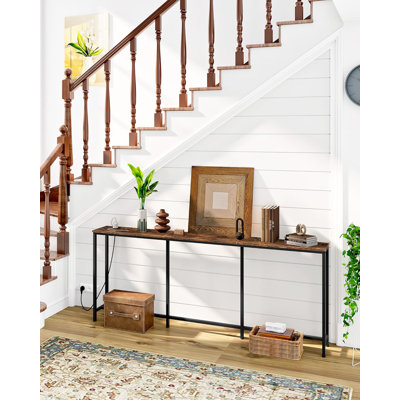 Narrow Console Table With Fast Charging Station, USB-C Ports, And AC Outlets, Behind Sofa Table For Living Room And Entryway by 17 Stories