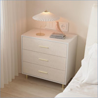 Modern White Chest Of Drawers, 3 Drawer Dresser With Gold Handles And Legs, Wooden Nightstand With Drawers, Narrow Accent Cabinet End Table For Living
