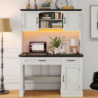 Farmhouse 47" Executive Desk With Hutch by Wrought Studio