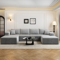 135.4"Cloud Modular Sectional Couch with 1 Ottoman,Modern Minimalist Upholstered Couches, Comfort U Shaped Sofa for Living Room,Deep Seat Corner Couch by Mercer41
