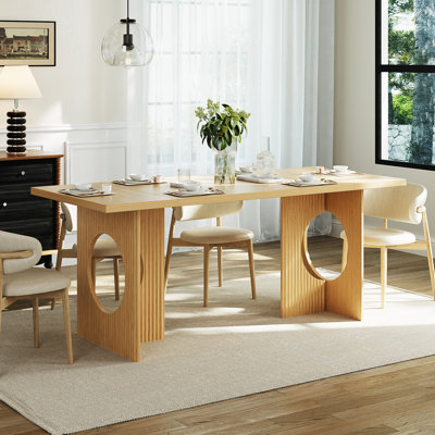 70.87” Modern Rectangular Kitchen Dining Table For 6 People With Double Robust Pedestal by Ebern Designs