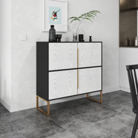 42" Kitchen Buffet Cabinet with Metal Handles, 4-Door Storage Sideboard for Dining Room & Living Room, Coffee Bar by Mercer41