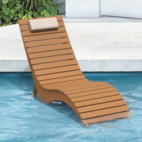 Ergonomic Water-Resistant Woodgrain Patio Chaise Lounge With Anti-Drift Design & Detachable Headrest by Brayden Studio