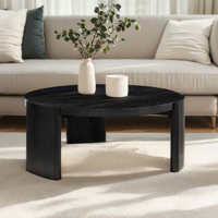 Modern Round Side Coffee Table, Solid Wood Sofa Table for Living Spaces & Bedroom Decor by Latitude Run