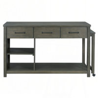 Extendable Kitchen Island With Storage, Multi-Functional Kitchen Cart With Built-In Power Outlets, Retro Kitchen Island On Wheels With Drawers And Ope by Gracie Oaks