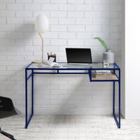 Yasin Glass Top & Writing Desk by Latitude Run