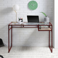 Yasin Glass Top & Writing Desk by Latitude Run