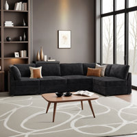 Hogle Modular L-shaped Sectional Plush Corduroy Sofa, Modern Couch  With Wide And Deep Seats For Living Room, Bedroom by Wrought Studio
