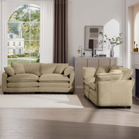 Asher Corduroy Upholstered 4-Seater Sofa Set with Pillows by Latitude Run