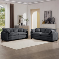 Asher Corduroy Upholstered 4-Seater Sofa Set with Pillows by Latitude Run