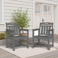 Patio Dining Chairs HDPE Armchair Outdoor Dining Chairs by Rosecliff Heights